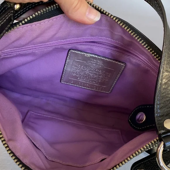 Coach Black Signature Purse with Leather Trim. - Picture 5 of 7